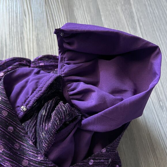 For Love And Lemons Dress Extra Small La Villette Polkadot Mini Ruched Purple - Picture 12 of 14